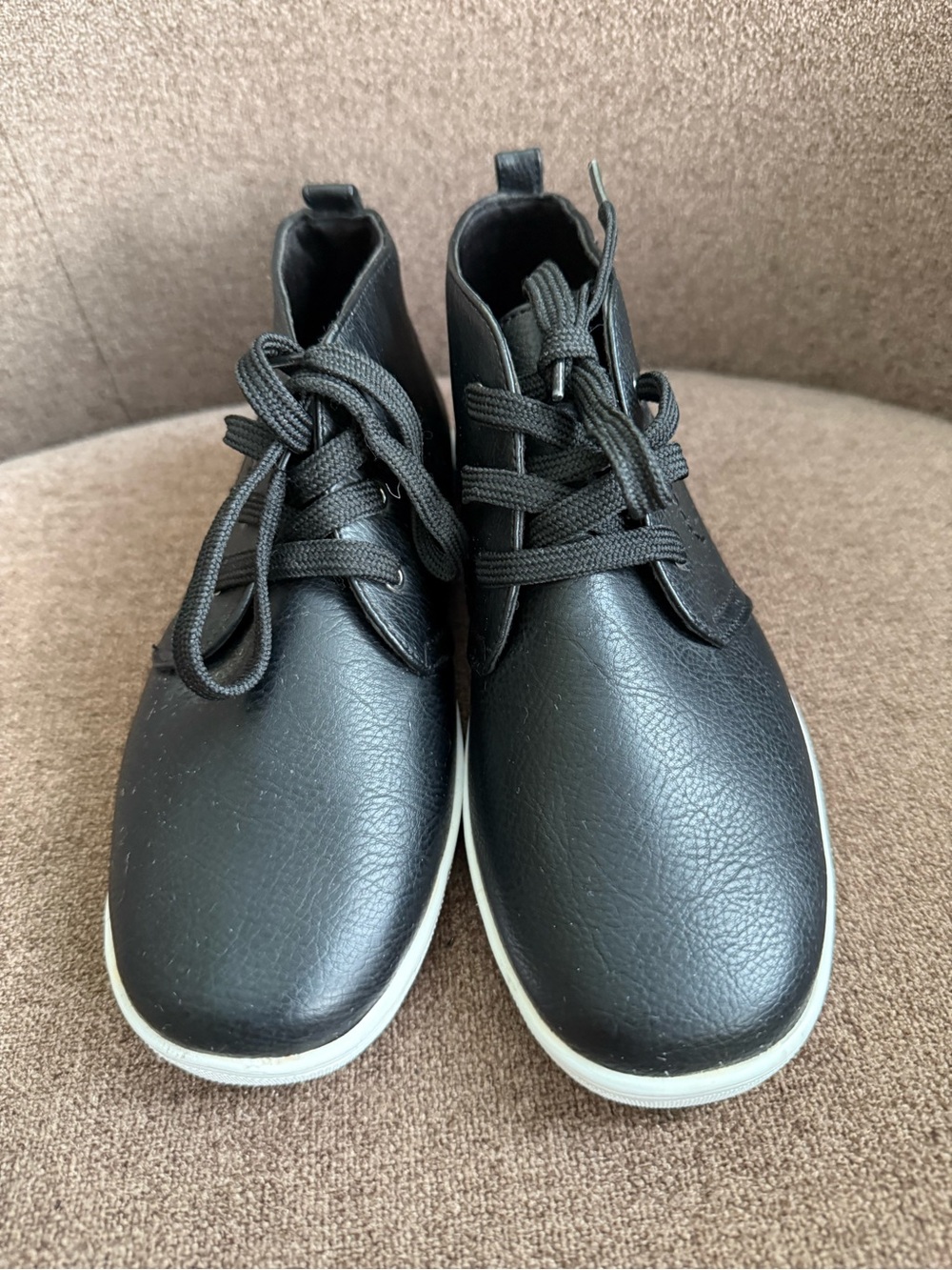 Kids Black Lace-Up Ankle Boots